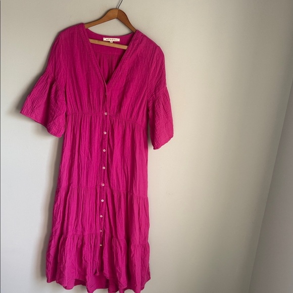 Xirena Kendall Midi Dress in Lipstick Pink Small - Picture 2 of 13
